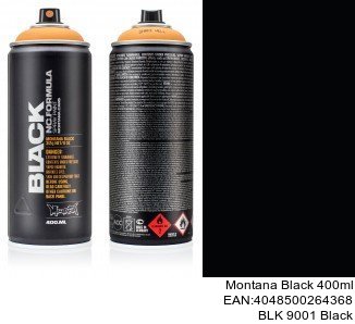 montana black 400ml  BLK 9001 Black spray montana cans aerosol