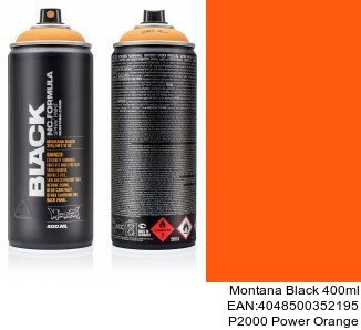 montana black 400ml  P2000 Power Orange spray barniz montana cans